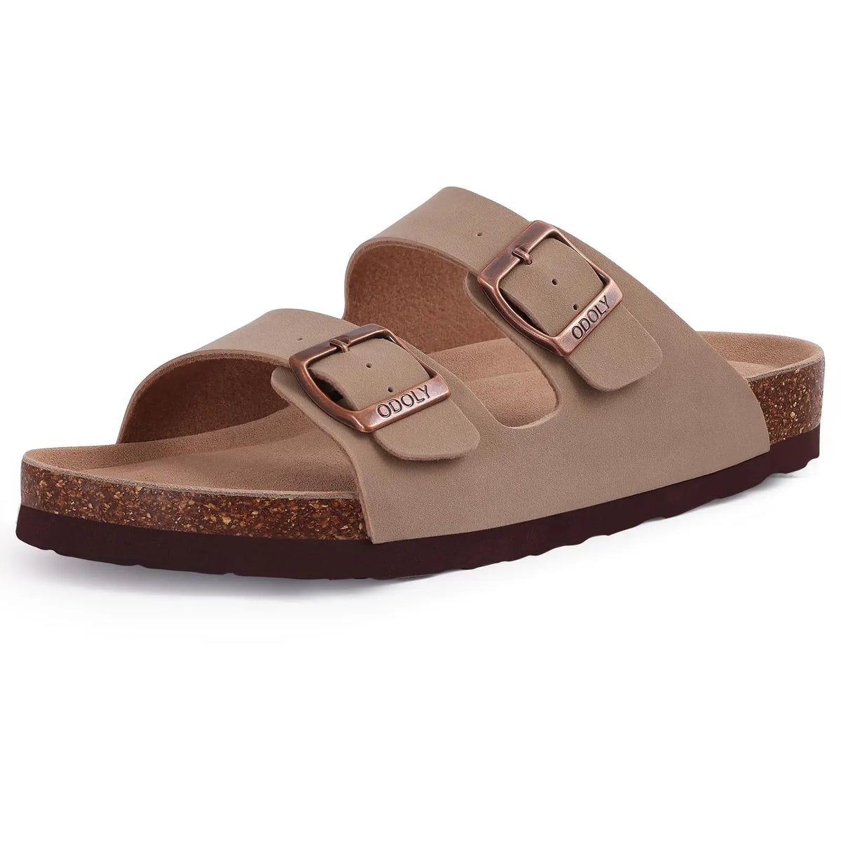 Women's suede mule clogs with cork soles and adjustable buckle from Jelieora Venture, showcasing stylish and comfortable footwear.