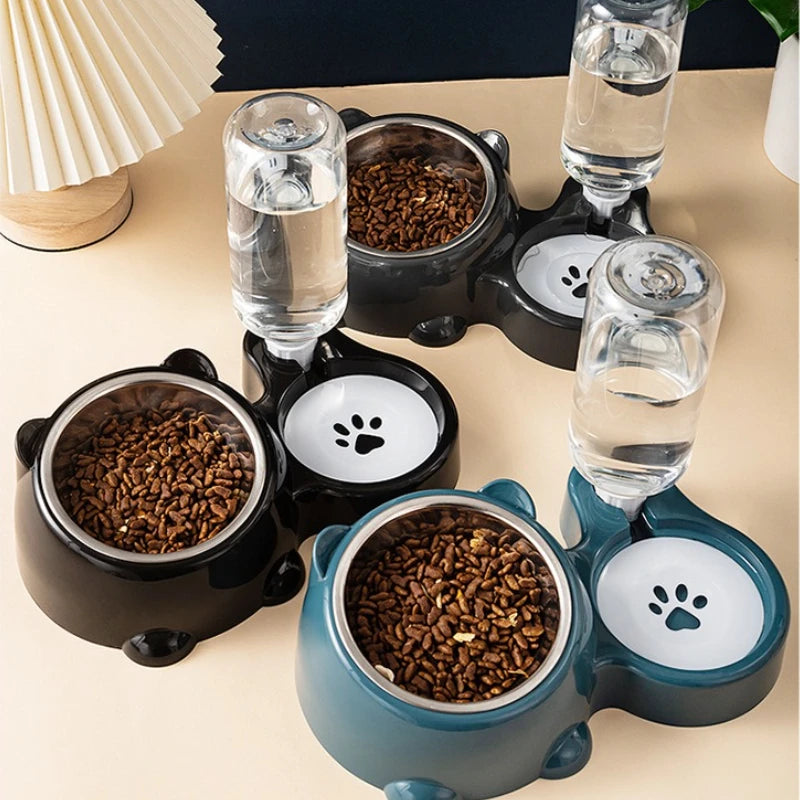 Jelieora Venture automatic pet feeder and water dispenser for cats and dogs with slanted mouth, no battery or power needed.