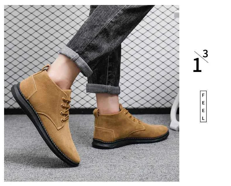 Men's High Top Faux Suede Lace-Up Casual Boots