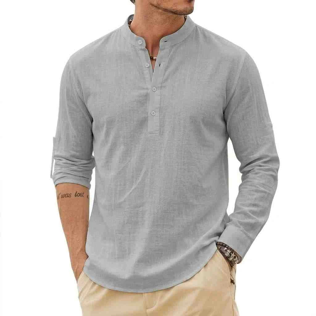 Men's Linen Henley Shirt