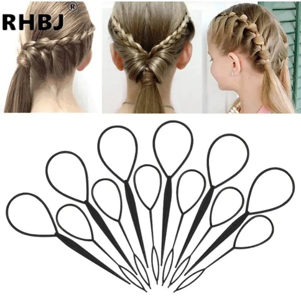 Jelieora Venture Magic Pull Hair Braid and Ponytail Styling Clip in black, designed for easy hair braiding and ponytail creation.