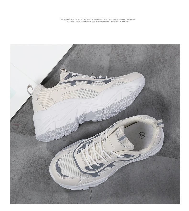 Women's Vulcanised Platform Chunky Sneakers by Jelieora Venture, stylish black footwear with chunky soles and vibrant design details.