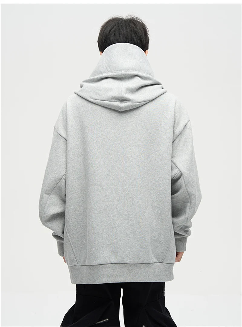 Men's turtleneck hoodie by Jelieora Venture featuring a cozy, casual design with a high collar and front pocket detail.