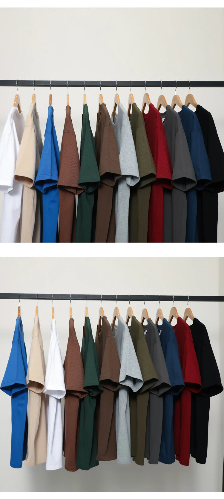 Men's solid basic hip hop cotton T-shirt in various colors by Jelieora Venture, displayed on a mannequin.