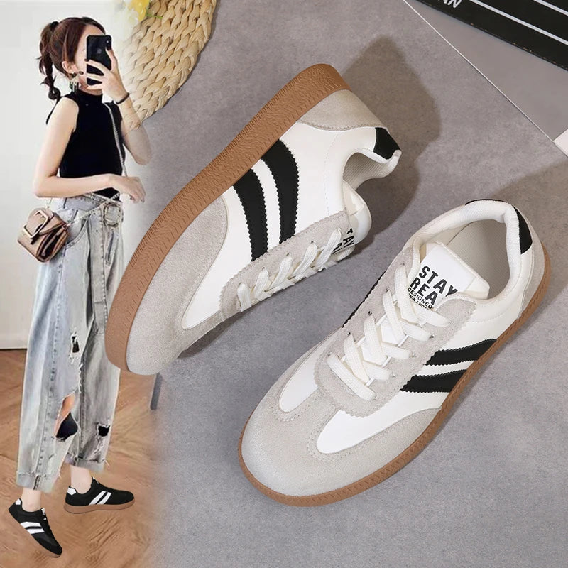 Women's Contrast Colour Casual Sport Sneakers | Lightweight Non-Slip Trainers
