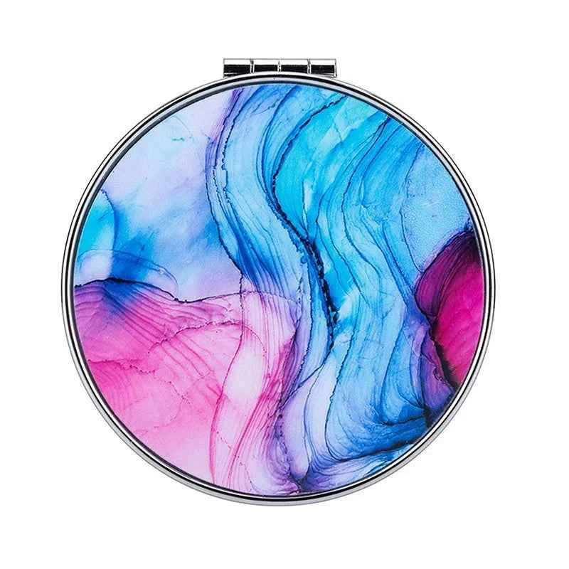 Vintage Stripe Compact Makeup Mirror | Portable Mini Bag Mirror