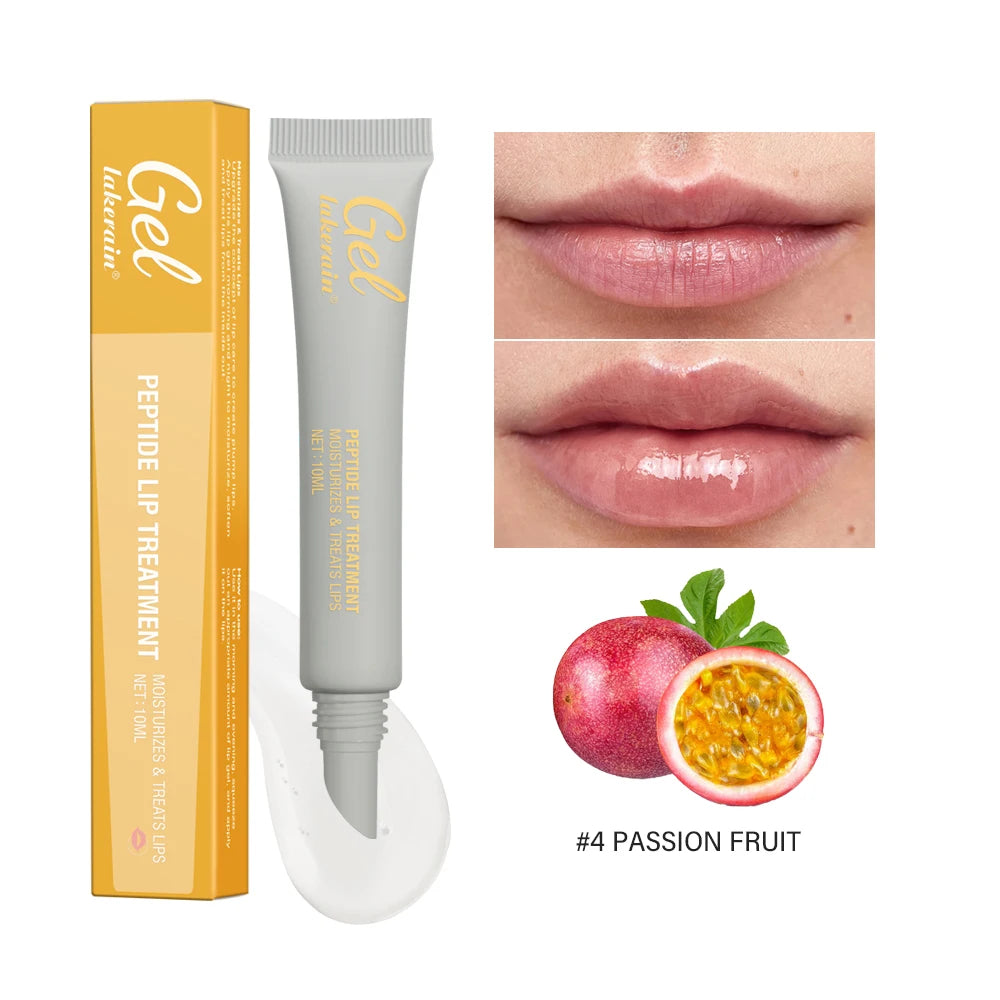 Jelieora Venture Lakerain Peptide Lip Treatment gel in a transparent 10ml container, moisturizing and repairing lips with fine line reduction