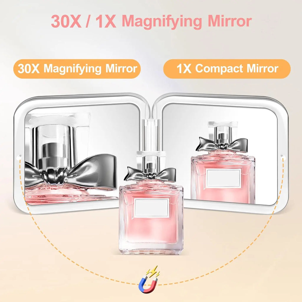 Compact 30x Magnifying Makeup Mirror with Tweezers | Travel Pocket Mirror