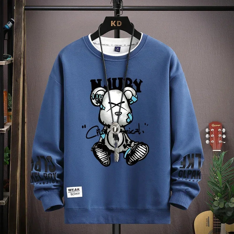 Men's sweatshirt featuring a bear print from Jelieora Venture, showing the front view with a cozy, casual fit.