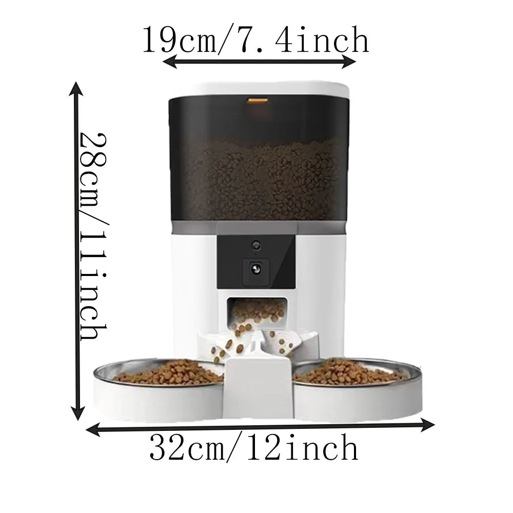 Jelieora Venture 4L automatic pet feeder with HD camera for cats and dogs, featuring remote feed control and dual pet feeding capability.