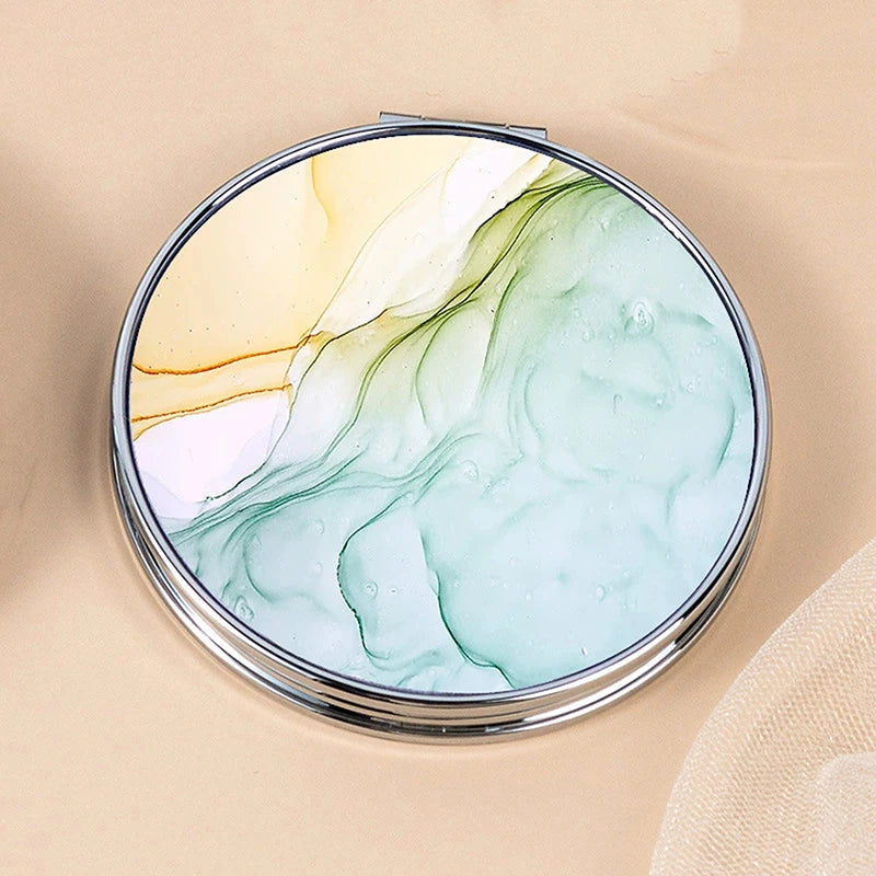 Vintage Stripe Compact Makeup Mirror | Portable Mini Bag Mirror