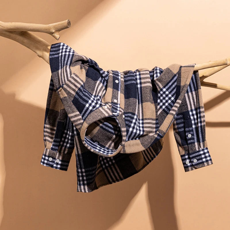 Men's 100% cotton herringbone plaid shirt by Jelieora Venture, available in sizes up to 7XL, showing the classic pattern and button front.
