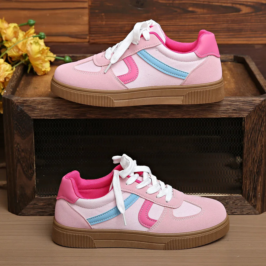Women's Flat Casual Sports Sneakers | Lace-Up Rubber Sole