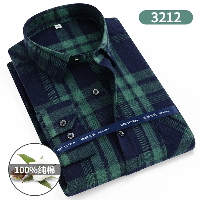 Men's cotton flannel plaid shirt by Jelieora Venture, extended sizes up to 11XL, shown in a classic red and black checkered pattern.