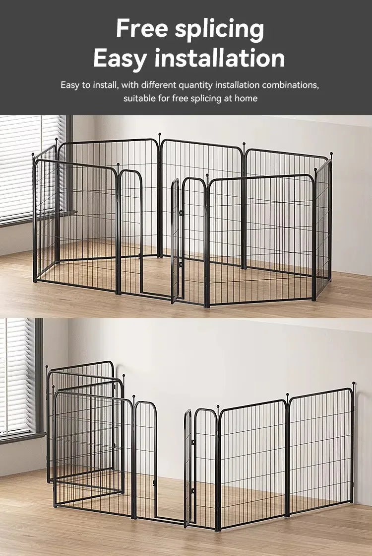 Heavy duty Jelieora Venture dog playpen with ground stakes, indoor outdoor pet fence for puppy safety and containment.