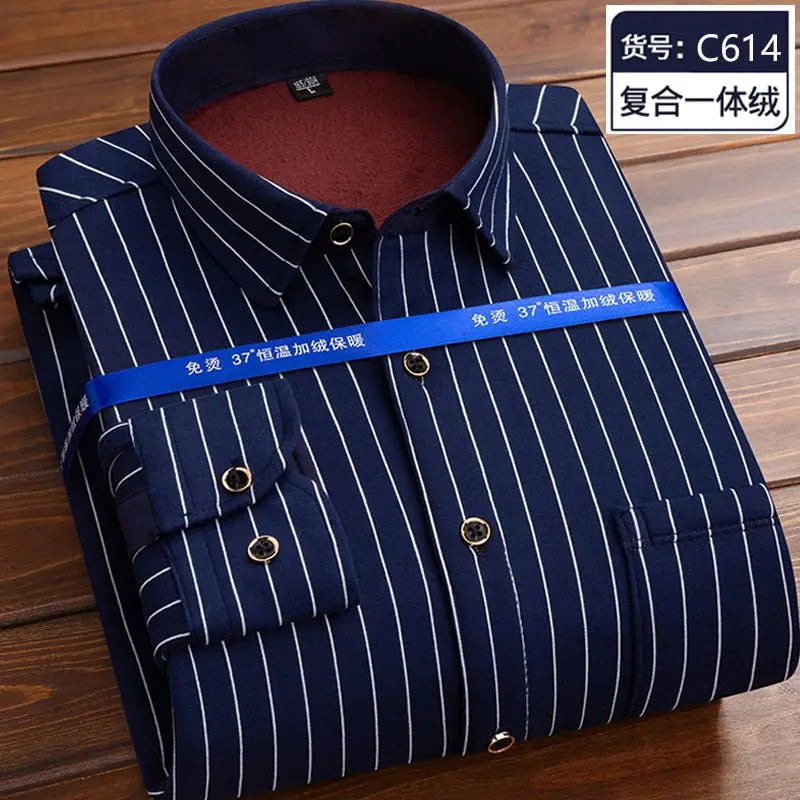 Men's fleece-lined plaid shirt jacket by Jelieora Venture, showing the warm, cozy plaid pattern and button-up front.