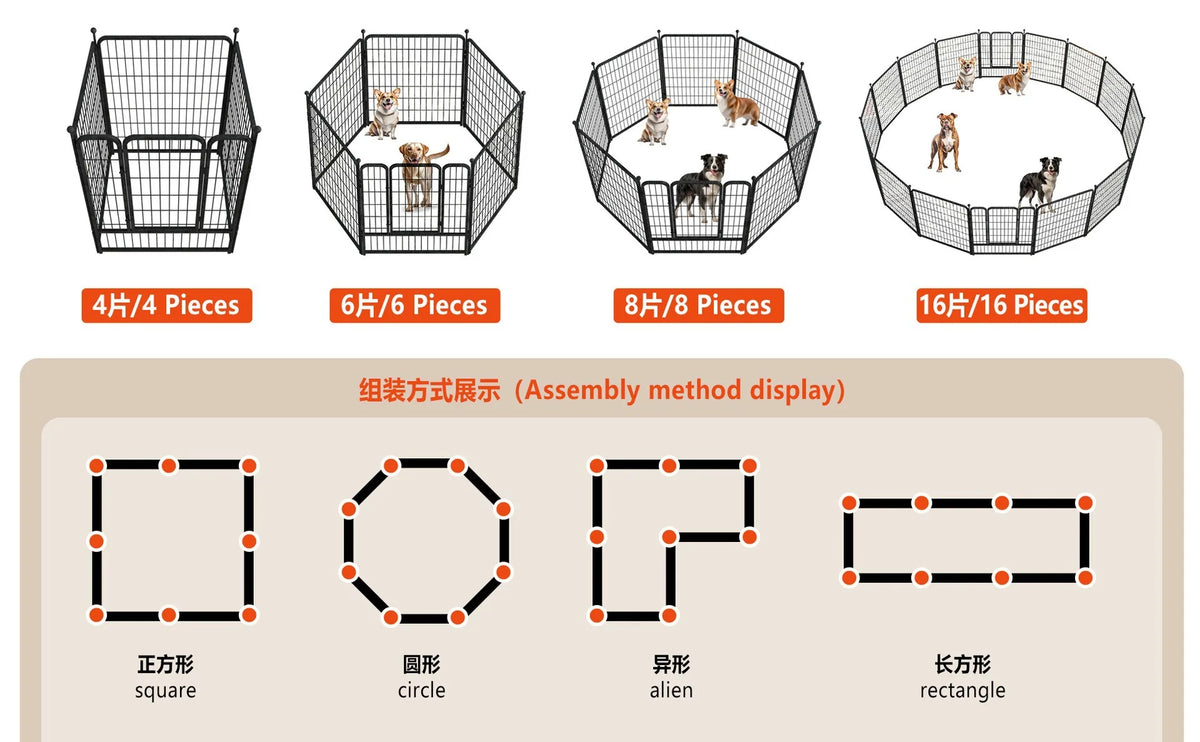 Jelieora Venture heavy duty dog playpen with ground stakes, indoor outdoor pet fence for puppy safety and containment.