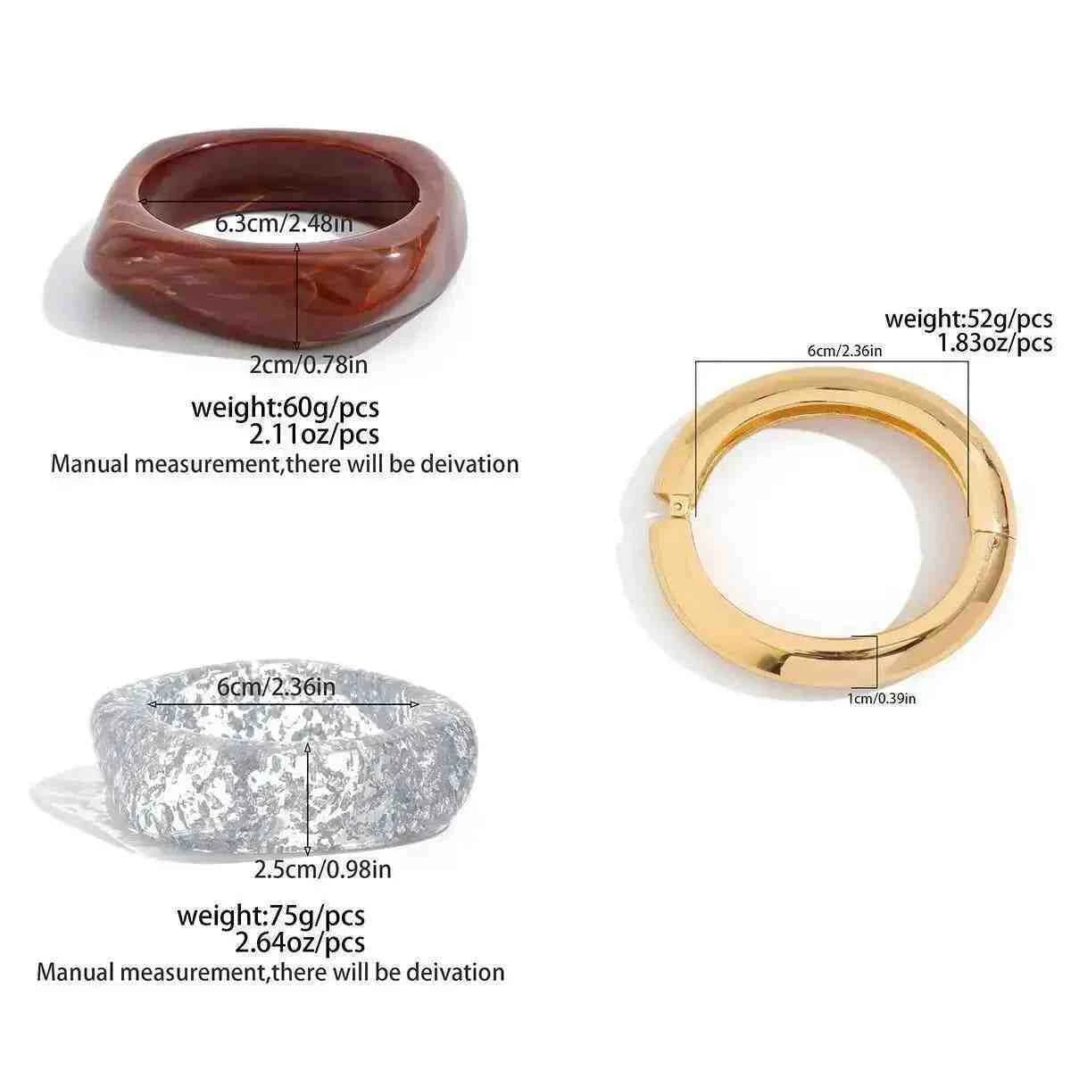 Boho Resin Geometric Bracelet | Funky Punk Irregular Wide Bangle for Women