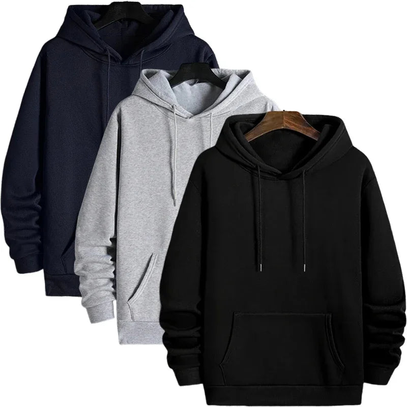 Jelieora Venture men's tracksuit hoodie in black, featuring a comfortable fit with a front pocket and adjustable drawstrings.