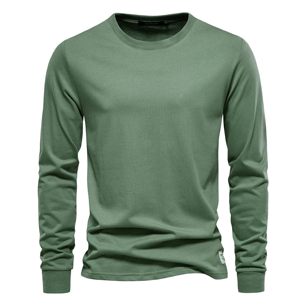 Men's cotton long sleeve T-shirt by Jelieora Venture, shown in a neutral color with a comfortable fit and classic design.