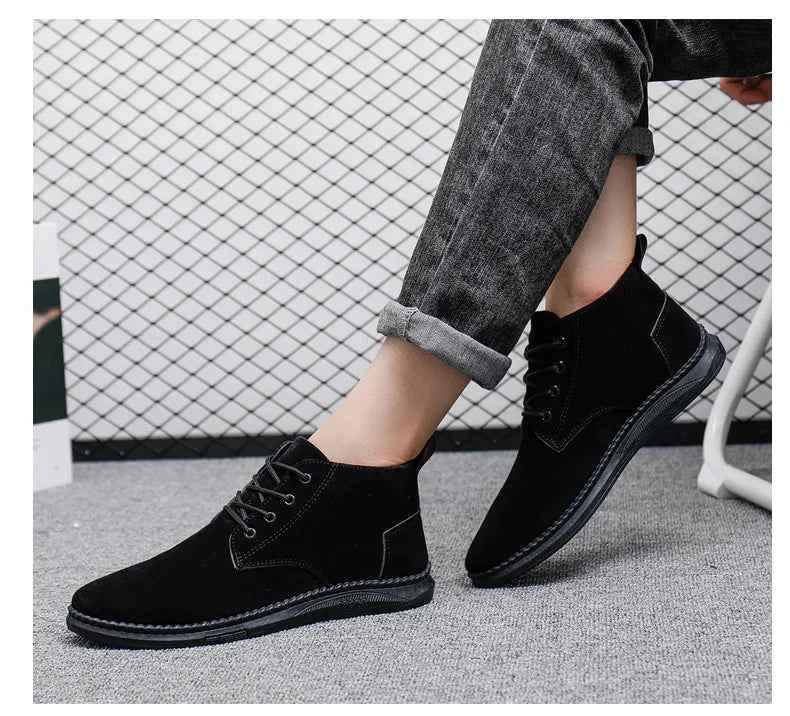 Men's High Top Faux Suede Lace-Up Casual Boots