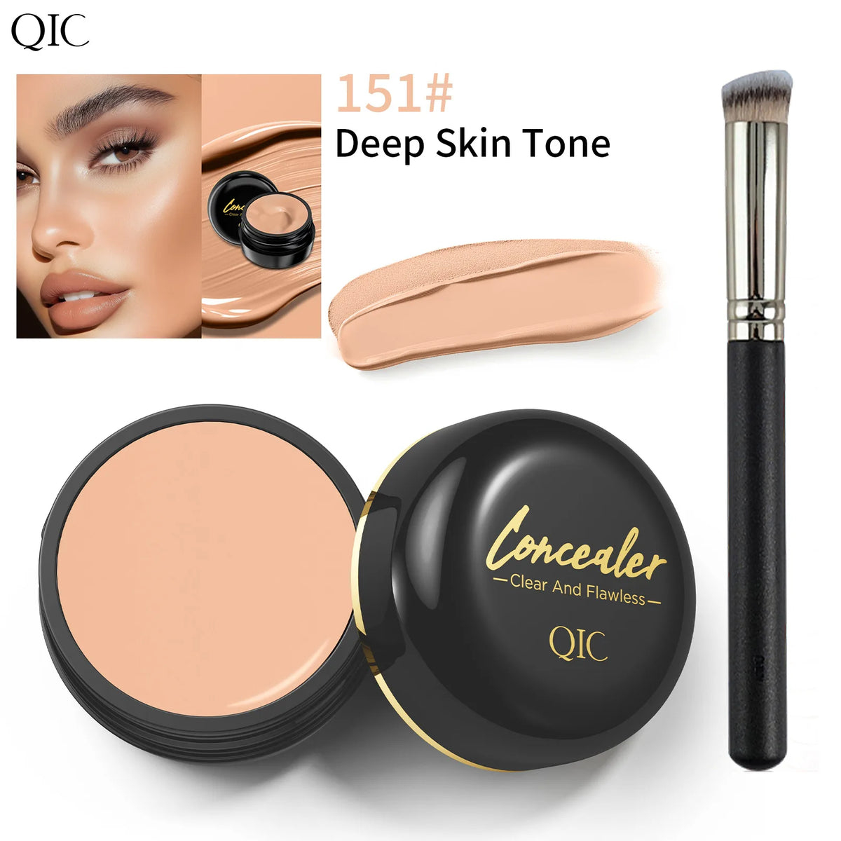 Jelieora Venture full coverage concealer and contour cream in a sleek makeup container, designed for flawless skin coverage.