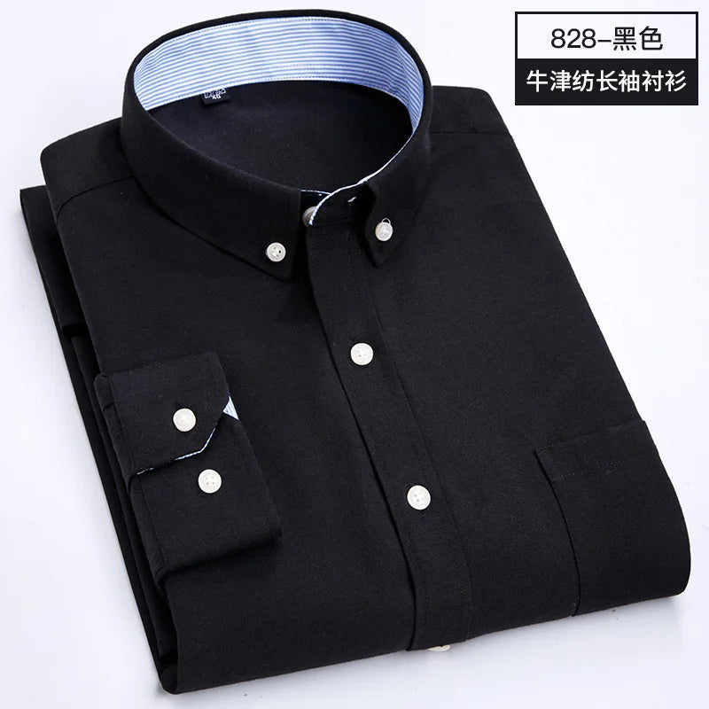 Men's slim fit Oxford shirt by Jelieora Venture, shown in a classic button-down style with a collar and long sleeves.