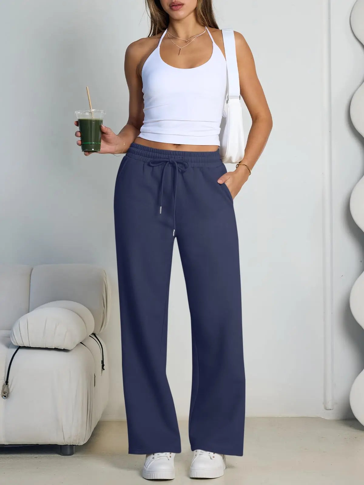 Women’s wide-leg jogger sweatpants by Jelieora Venture, featuring a relaxed fit and comfortable elastic waistband.