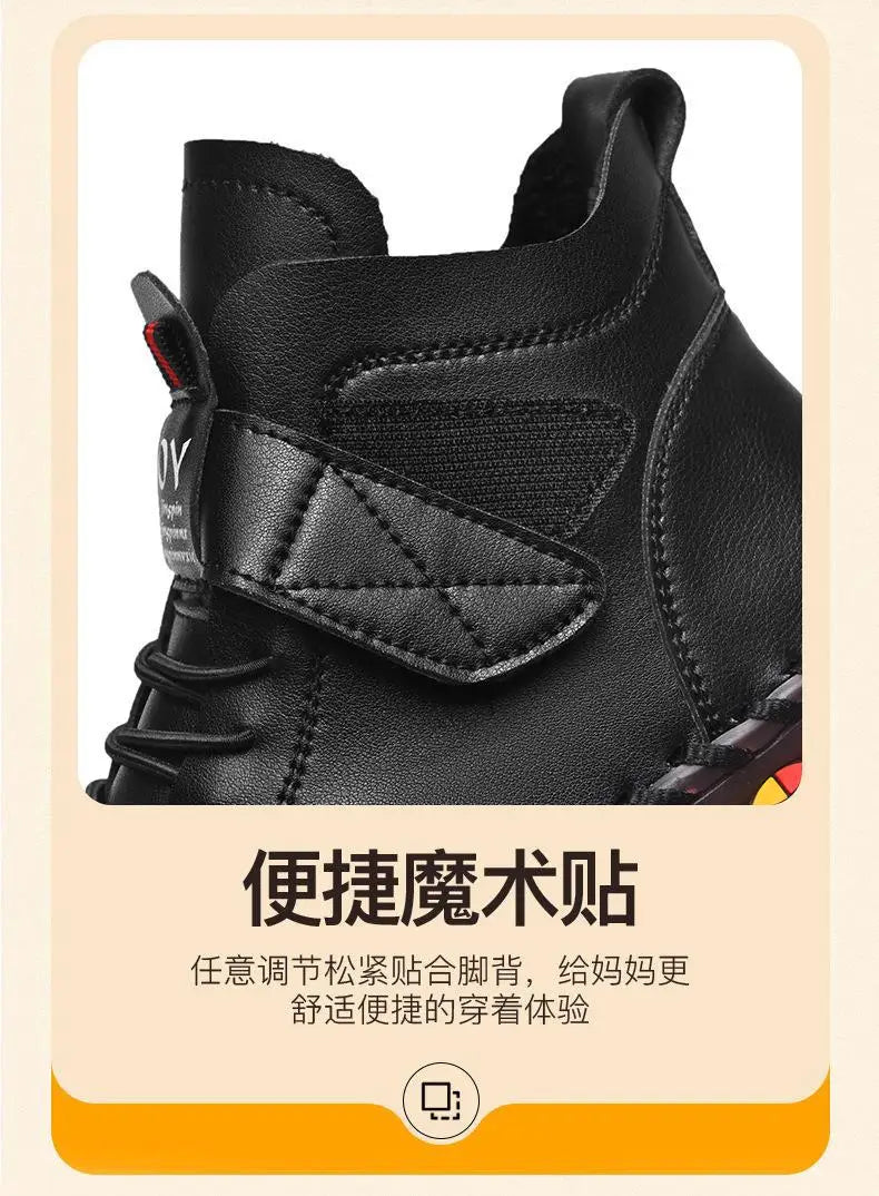 Women’s waterproof ankle snow boots with faux fur lining by Jelieora Venture, showing the stylish winter footwear with rugged soles.