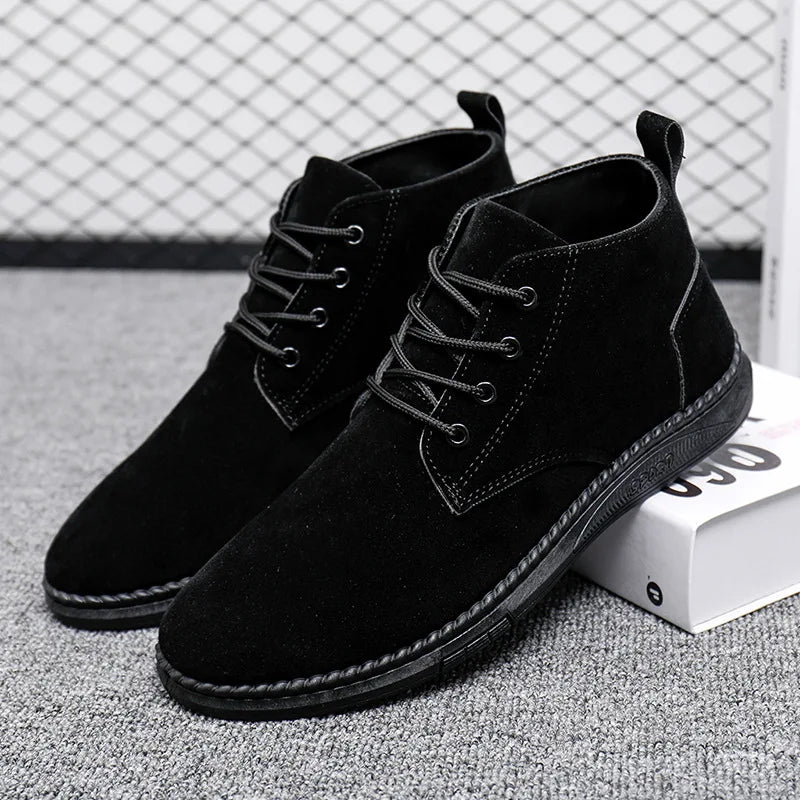 Men's High Top Faux Suede Lace-Up Casual Boots