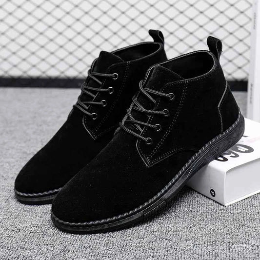 Men's High Top Faux Suede Lace-Up Casual Boots