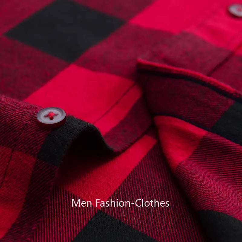 Men's 100% cotton flannel plaid shirt from Jelieora Venture, featuring a classic checkered pattern and button-up style.