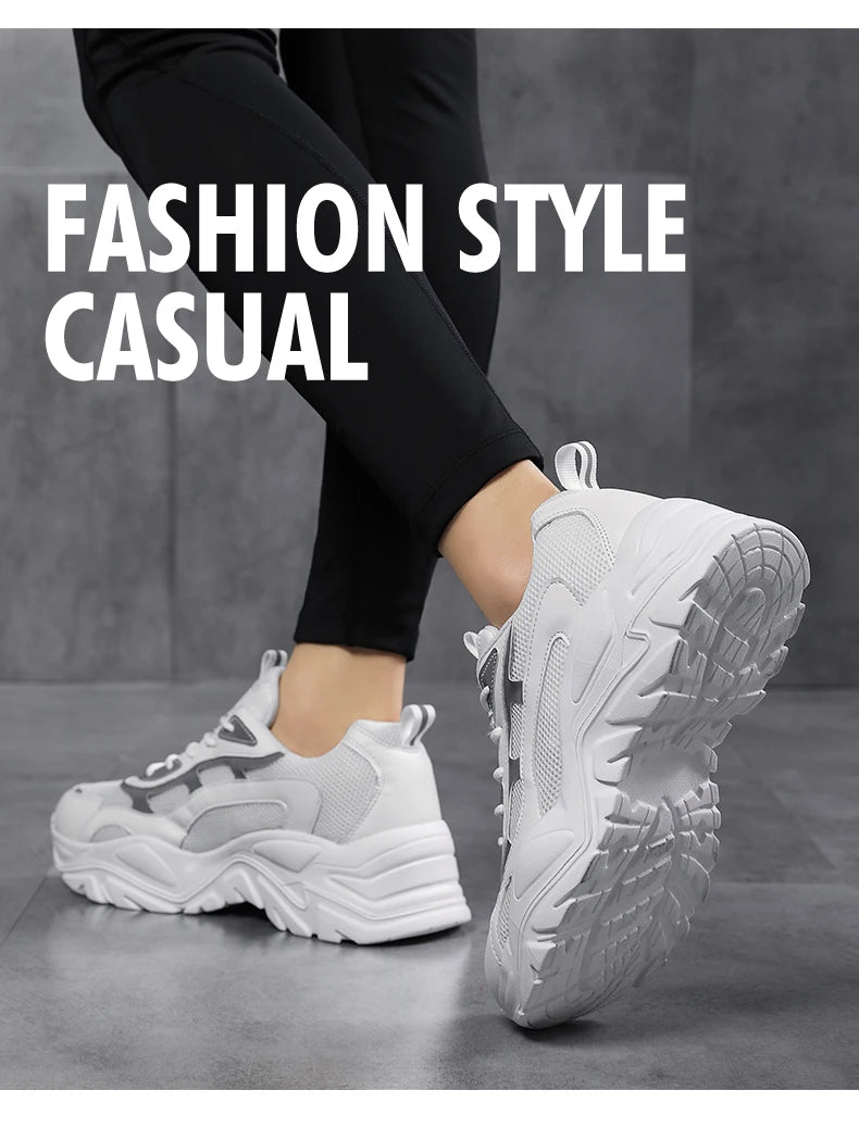 Women's vulcanised platform chunky sneakers by Jelieora Venture featuring thick soles and stylish design.