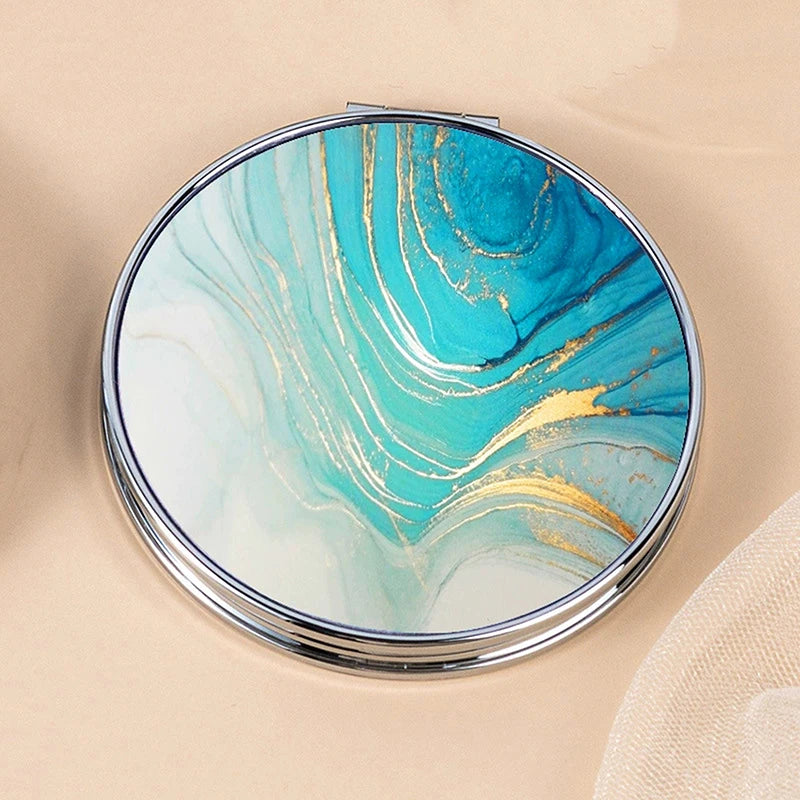 Vintage Stripe Compact Makeup Mirror | Portable Mini Bag Mirror