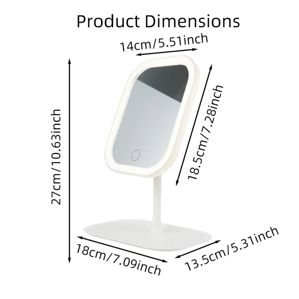 LED Desktop Vanity Mirror | 3 Colour Lights Touch Control Makeup Mirror