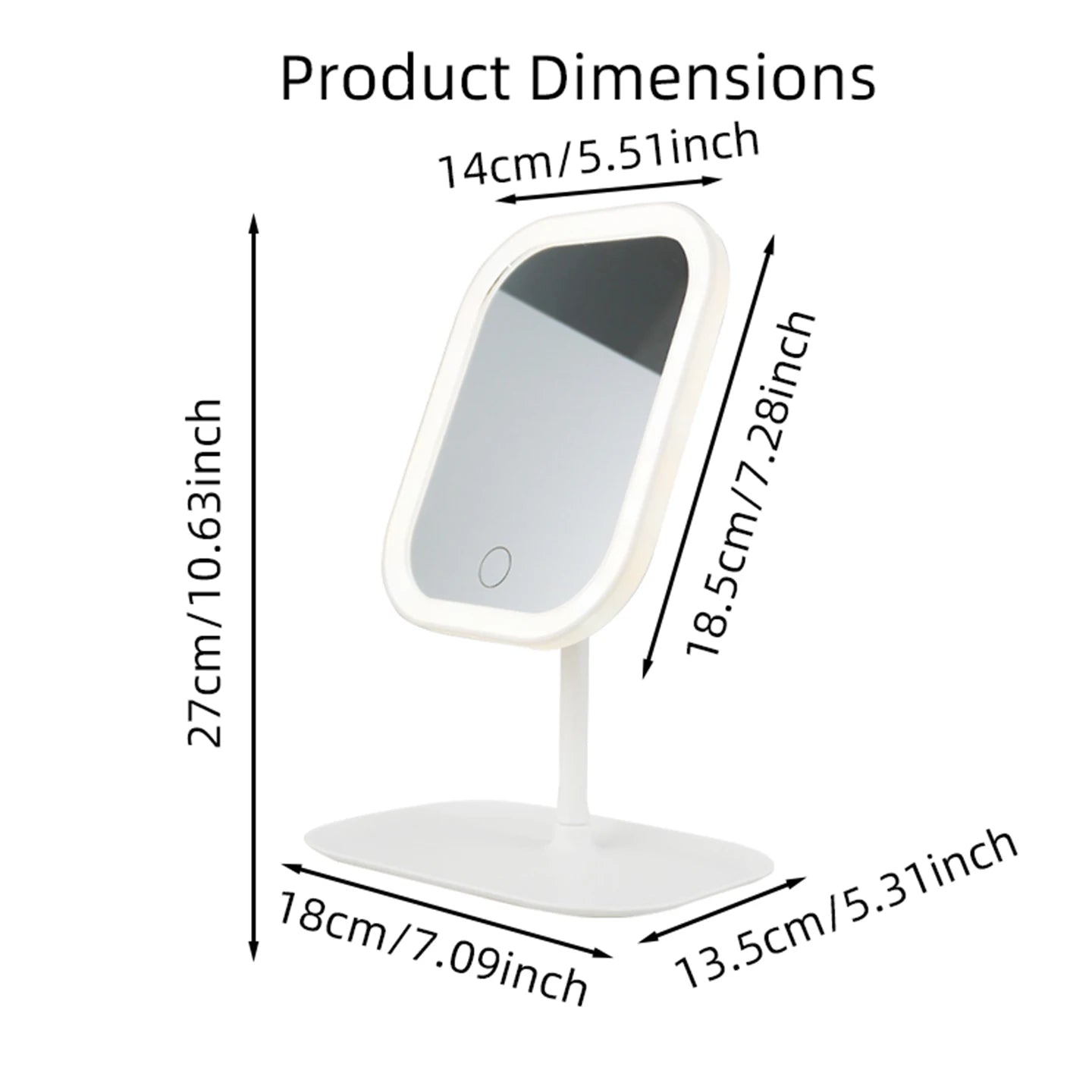LED Desktop Vanity Mirror | 3 Colour Lights Touch Control Makeup Mirror