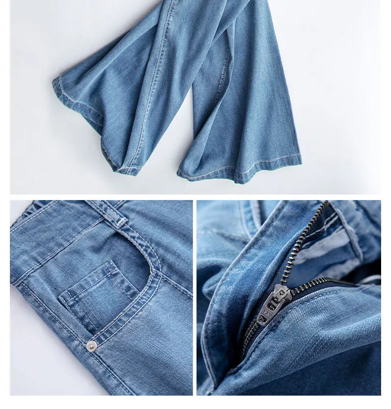 Women's high waist wide leg jeans by Jelieora Venture, showing a relaxed fit with denim fabric and stylish silhouette.