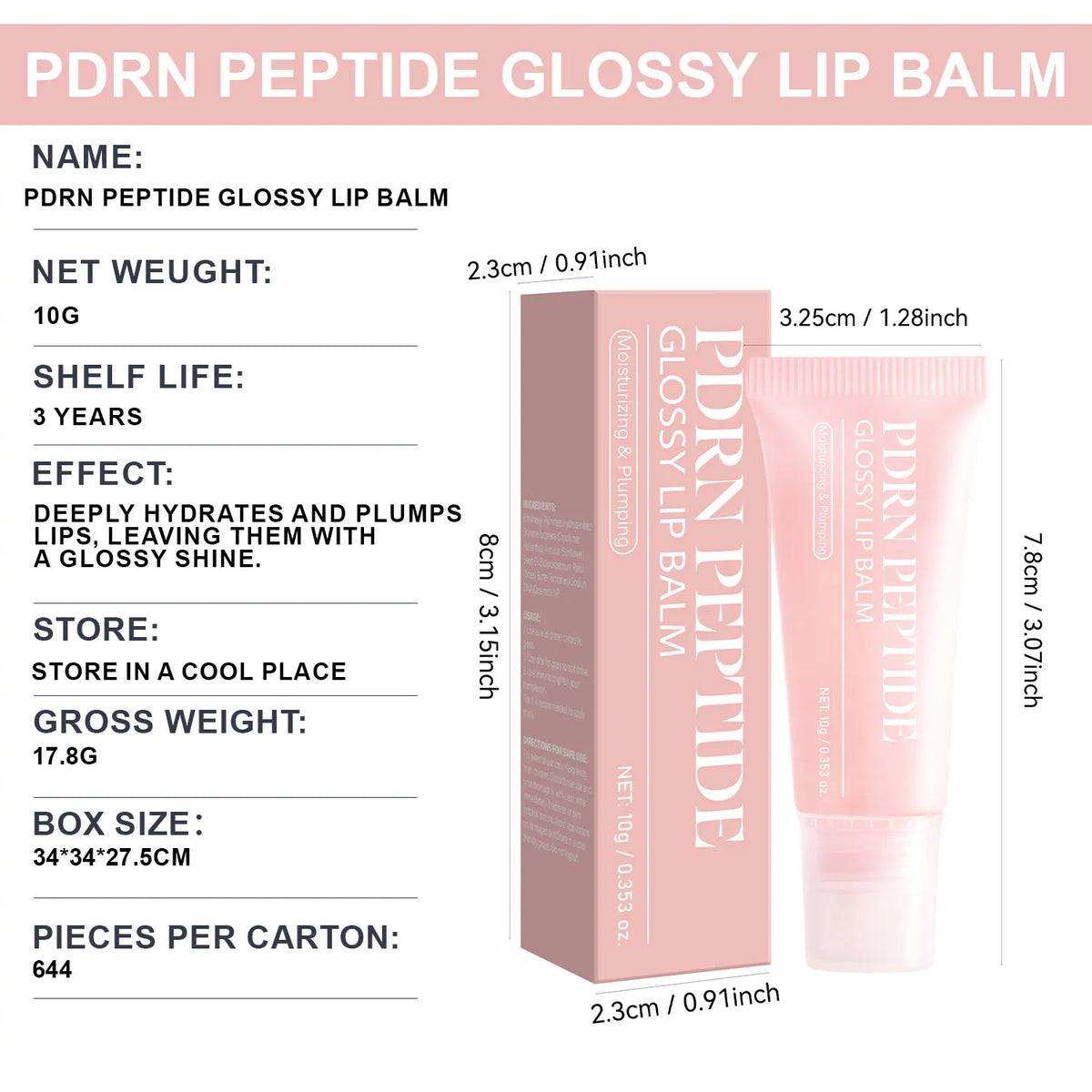 Jelieora Venture PDRN Peptide Jelly Gloss Balm in a clear jar with pink and white packaging, showing glossy lips and moisturizing ingredients.