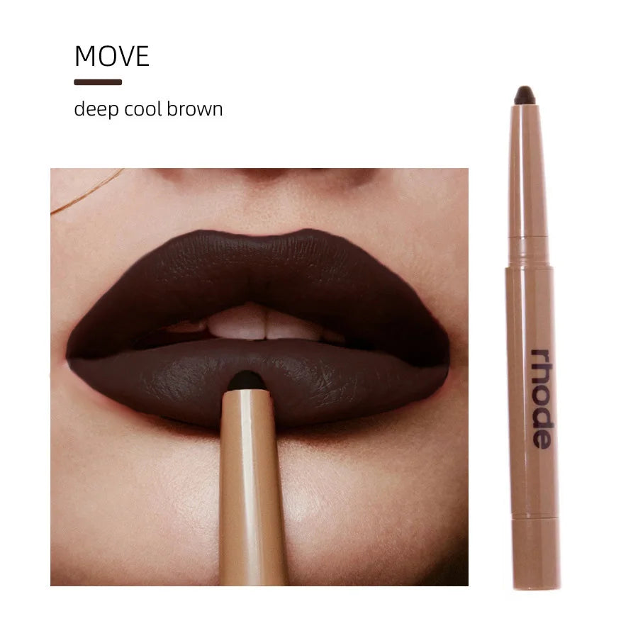 Jelieora Venture peptide lip liner pencil in natural shade, displayed with the long-lasting lip tint and glossy lipstick for makeup.