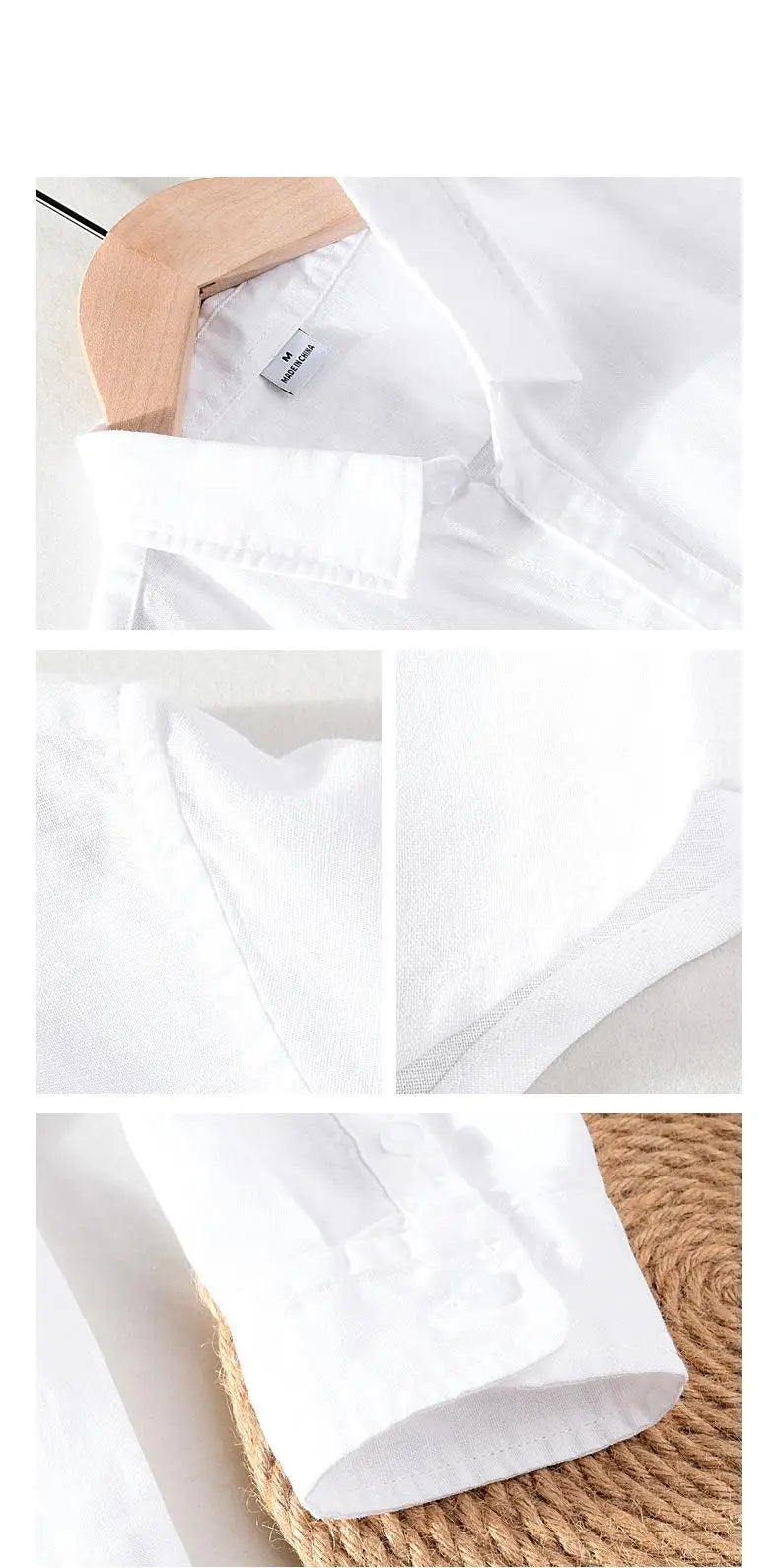 Men's linen long sleeve shirt by Jelieora Venture, light and breathable fabric with a classic collar and button closure.