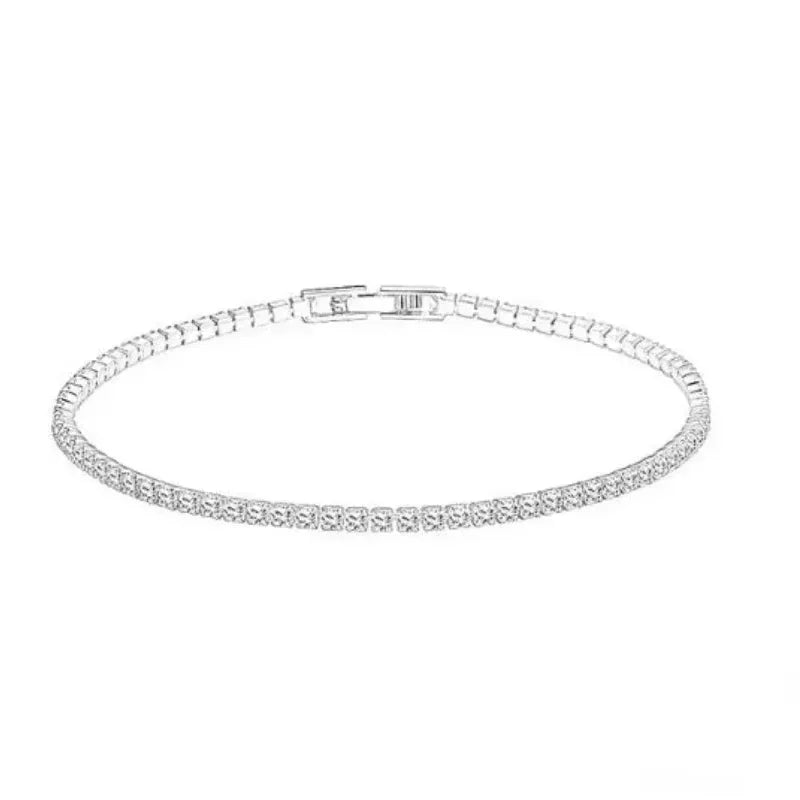 Sterling silver tennis bracelet with zirconia stones, adjustable length 16-19cm, elegant jewelry from Jelieora Venture