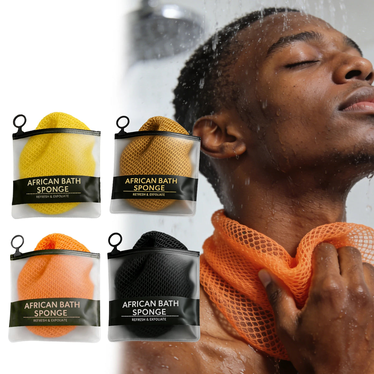 African net sponge for exfoliating, Jelieora Venture long nylon bath scrubber, soft shower washcloth, back scrubber, skincare towel