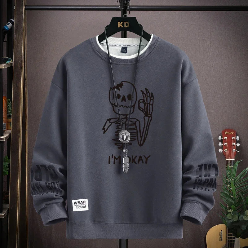 Men's sweatshirt with bear print by Jelieora Venture featuring a cozy, casual design in neutral tones.