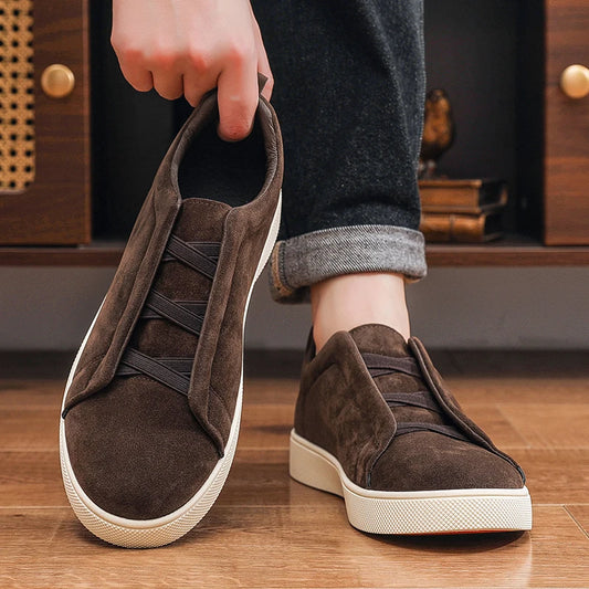 Men's Jelieora Venture suede leather casual shoes with thick soles, featuring a stylish, comfortable design for everyday wear.