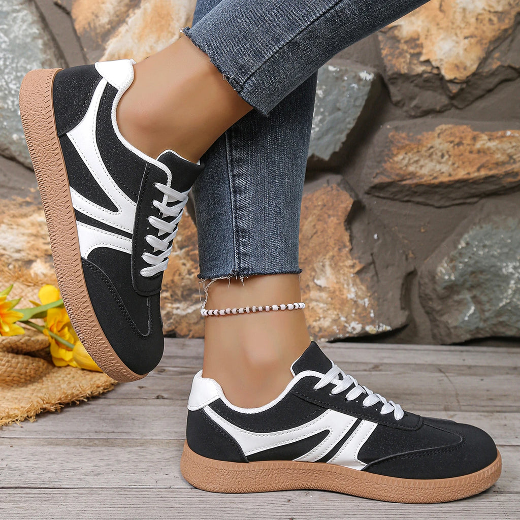 Women's Casual Lace-Up Sneakers | Round Toe Comfortable Walking Trainers
