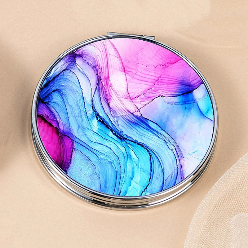 Vintage Stripe Compact Makeup Mirror | Portable Mini Bag Mirror