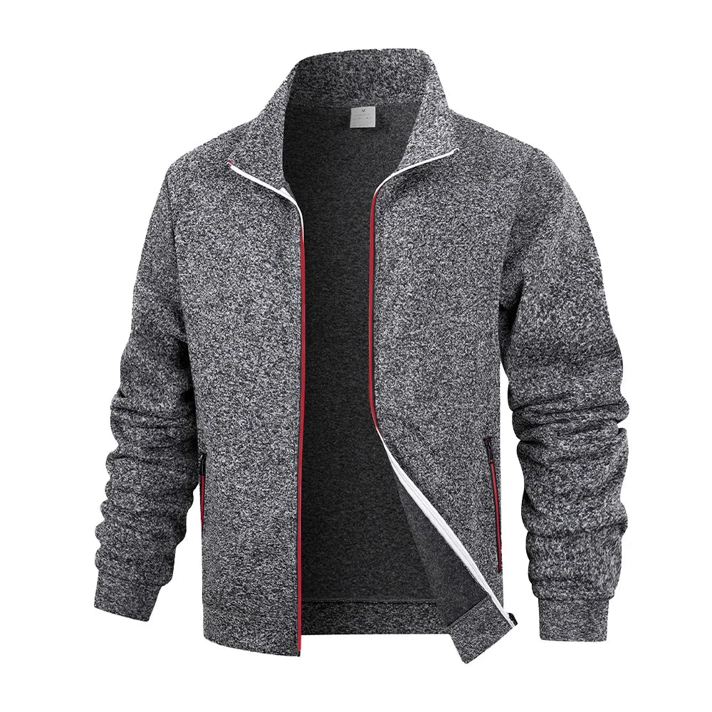 Men's fleece zip jacket by Jelieora Venture featuring a cozy, lightweight design with a front zipper and stand-up collar.