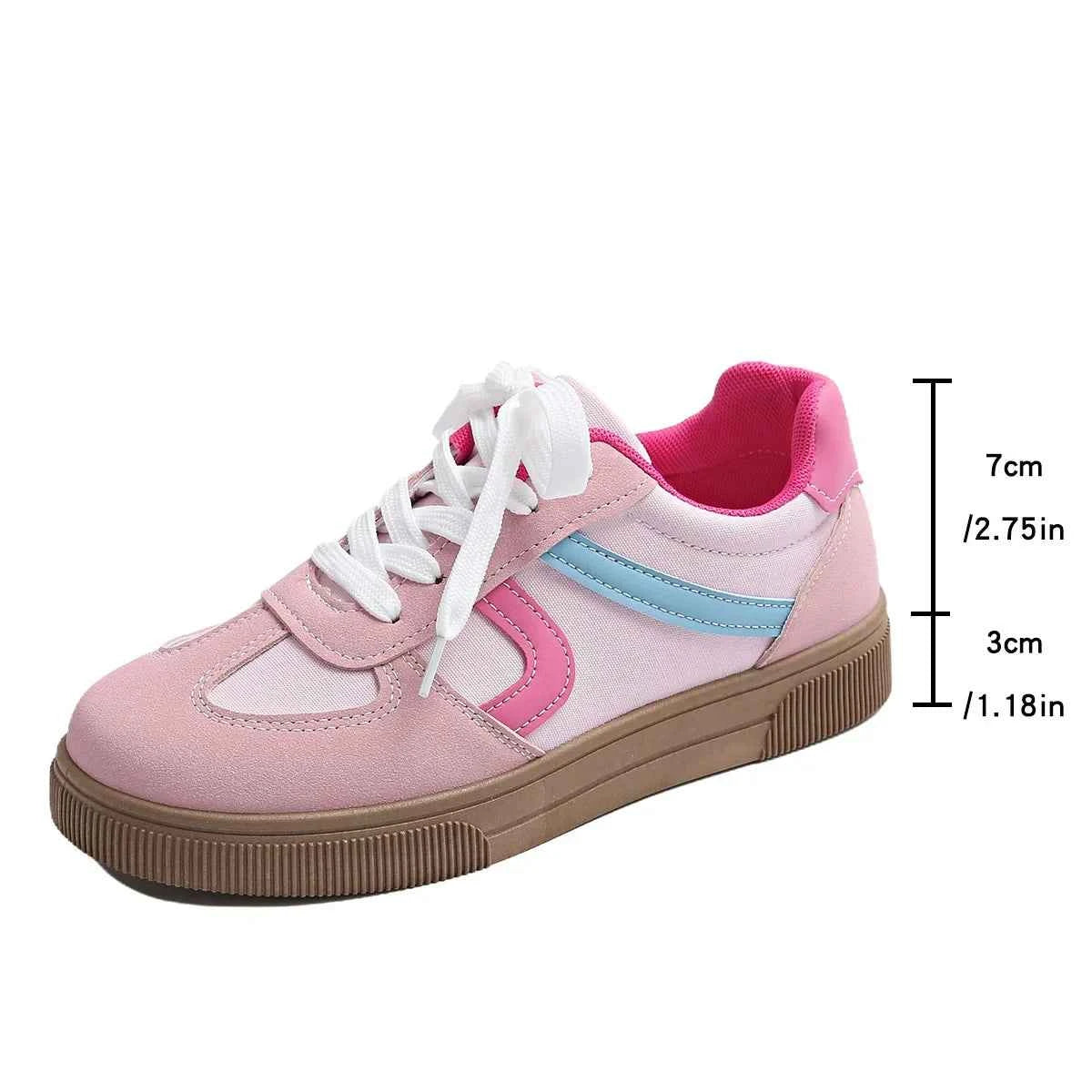 Women's Flat Casual Sports Sneakers | Lace-Up Rubber Sole