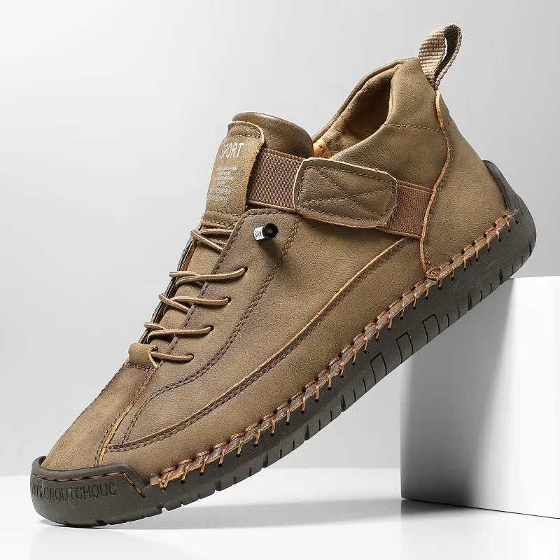 Unisex retro PU leather slip-on loafers by Jelieora Venture, stylish footwear with a classic design and smooth leather finish.