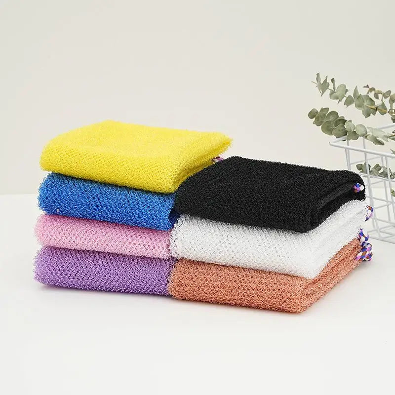 African net sponge for exfoliating and scrubbing, Jelieora Venture bath and body foaming washcloth for shower cleaning and skincare.